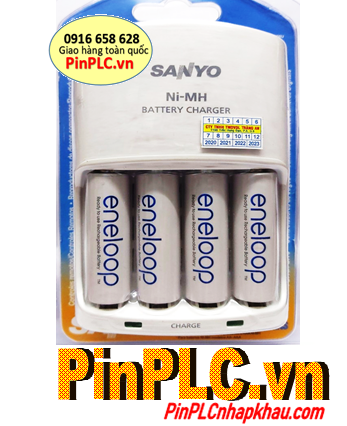 Bộ sạc pin AA Sanyo NC-MQN06U kèm sẳn 4 pin sạc Eneloop BK-3MCCE/4BT (AA1900mAh 1.2v)_Made in Japan