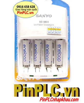Bộ sạc pin AAA Sanyo NC-MQN06U(4AAA750mAh), kèm 4 pin sạc Eneloop BK-4MCCE/4BT (AAA750mAh 1.2v)_Japan