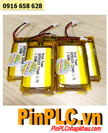 LiPolymer 5SP082034 _Pin sạc 3.7v 520mA dòng xả 1C, có mạch và zắc cắm (Ngang 20mm xDày 8mm xDài 34mm)