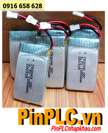 LiPolymer LP-783040 _Pin sạc 3.7v 1000mAh dòng xả 25C (7.8mmx3.0mmx48mm), có mạch sẳn