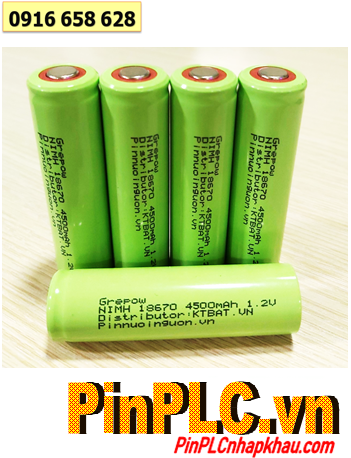 18670-4500mAh, Pin Cell công nghiệp đầu bằng NiMh 1.2v 18670-4500mAh, Pin sạc NiMh 1.2v 18670-4500mAh chính hãng