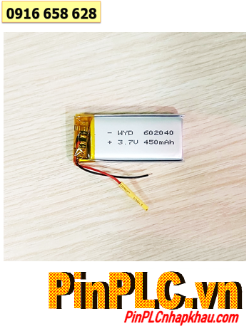 Lipolymer 602040, Pin sạc 3.7v Li-polymer 602040 (6mmx20mmx40mm) 450mAh /Đã có mạch sẳn