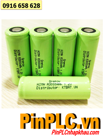 A3000mAh, Pin Cell công nghiệp đầu bằng NiMh 1.2v A3000mAh, Pin sạc NiMh 1.2v A3000mAh chính hãng