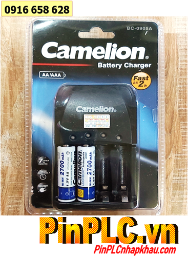 Bộ sạc pin AA Camelion BC-0905A kèm sẳn 2 pin sạc Camelion NH-AA2700LBP2 (AA2700mAh 1.2v)