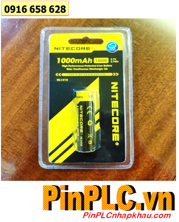 Nitecore NL1410 (14500); Pin sạc 3.7v 14500 Lithium Nitecore NL1410 (AA 1000mAh, Nội trở 3.42Wh) chính hãng